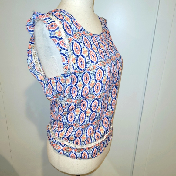 Xhilaration sleeveless print top Orange and blue Size XS - Picture 4 of 8